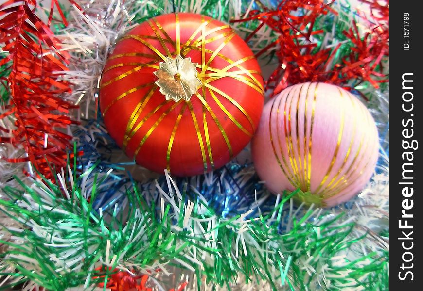 Colorful Christmas balls spreaded all over the frame