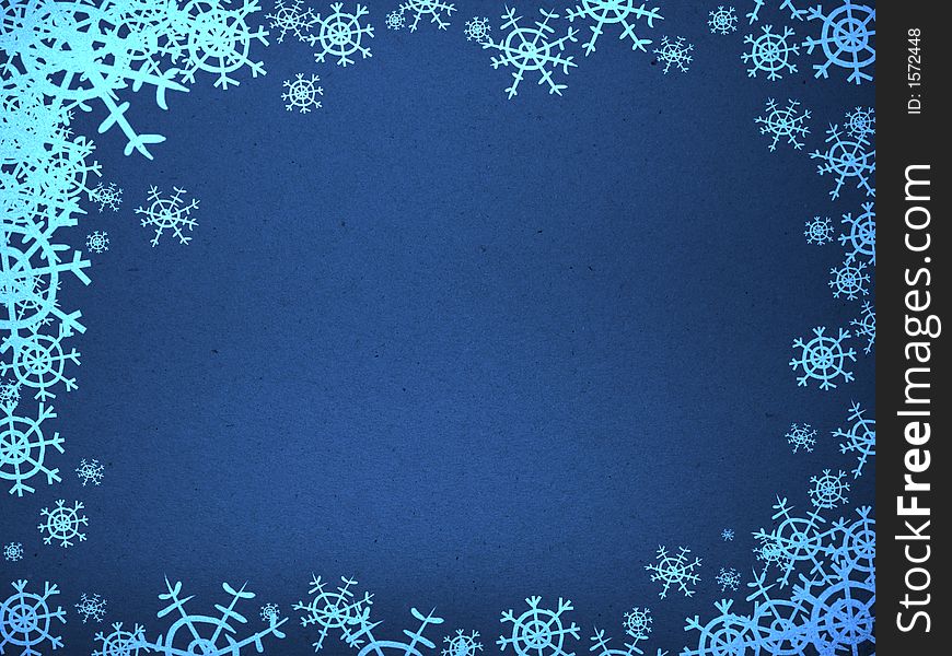 Blue textured background with white snowflakes. Blue textured background with white snowflakes