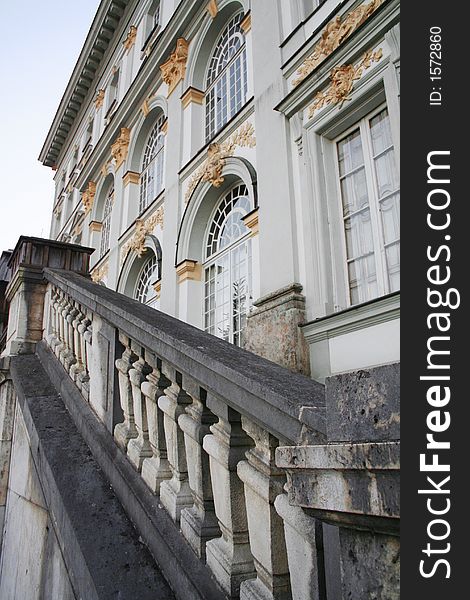Stairs And Front Of A Baroque Chateau