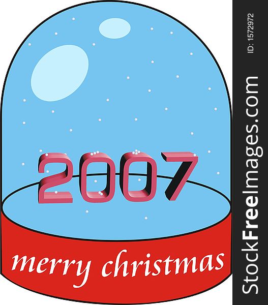 Computer generated christmas ornament in a glass representing year 2007. Computer generated christmas ornament in a glass representing year 2007