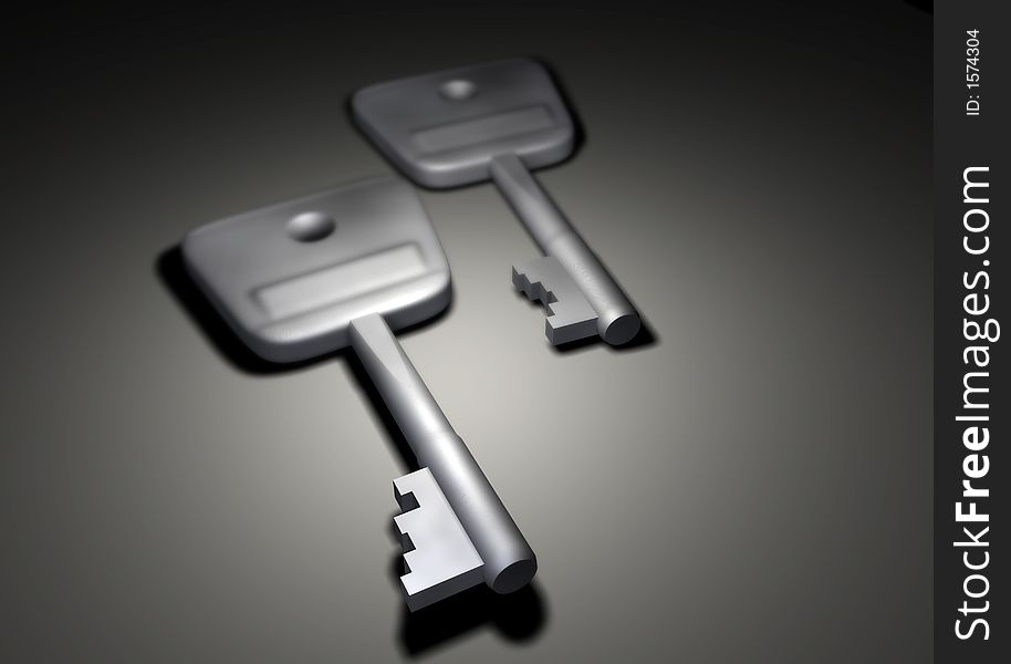 Two conceptual keys - 3d render