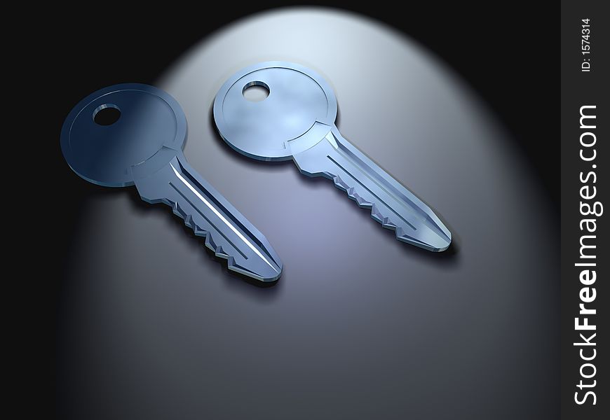 Two conceptual keys - 3d render