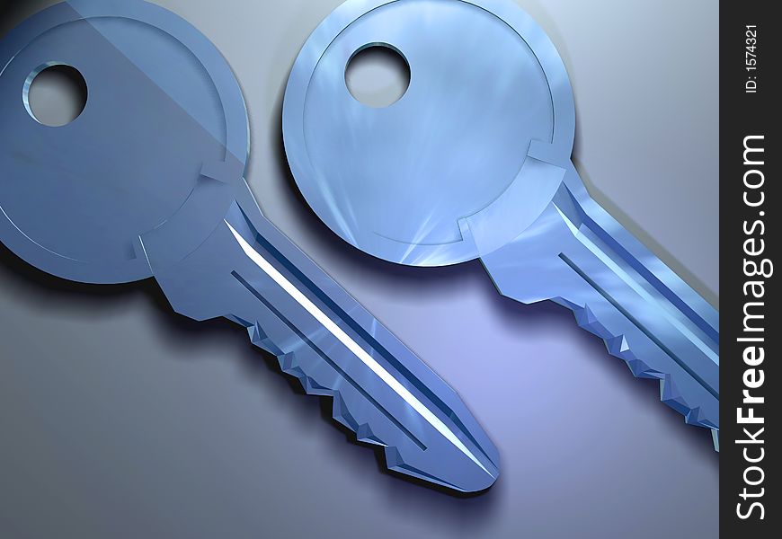 Two conceptual keys - 3d render