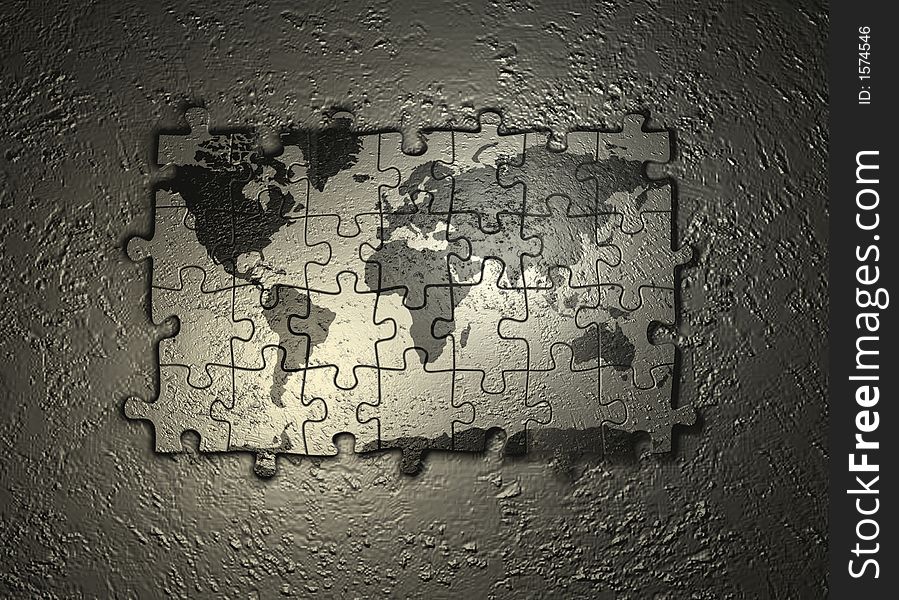 World map puzzle - 3d render