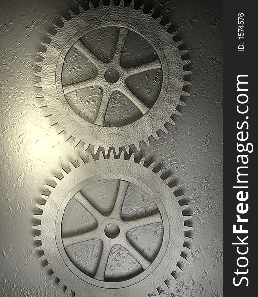 Two serrated wheel - 3d render. Two serrated wheel - 3d render