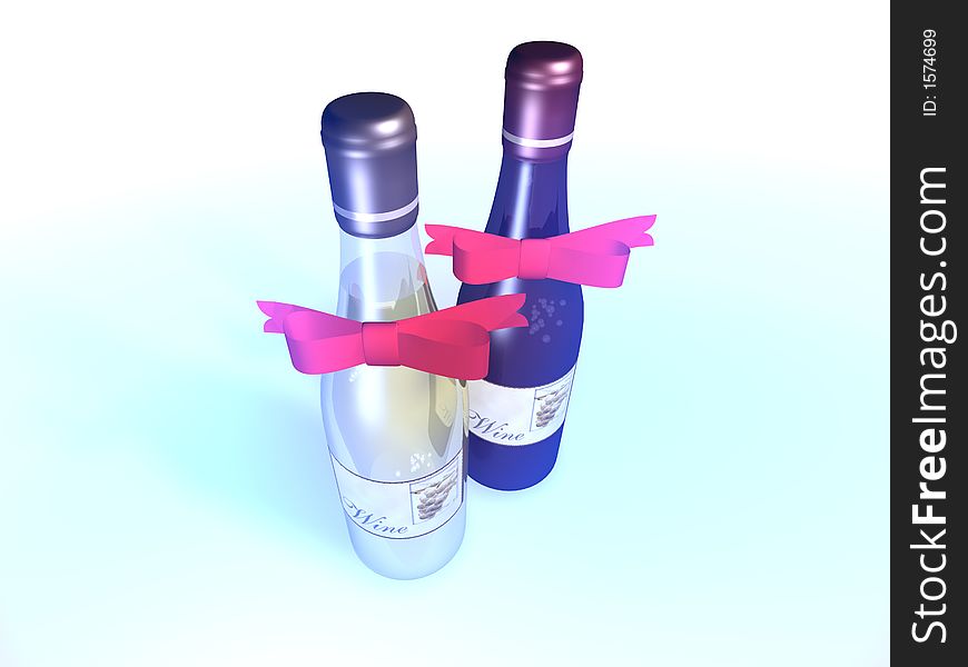 Two bottle of wine - 3d render