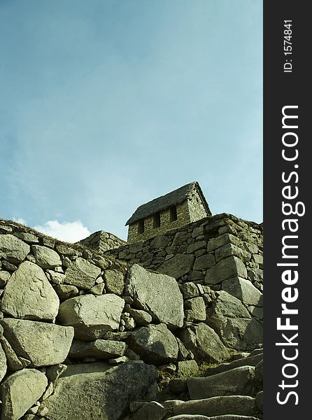 Stone setting and building in Machu-Picchu city. Stone setting and building in Machu-Picchu city