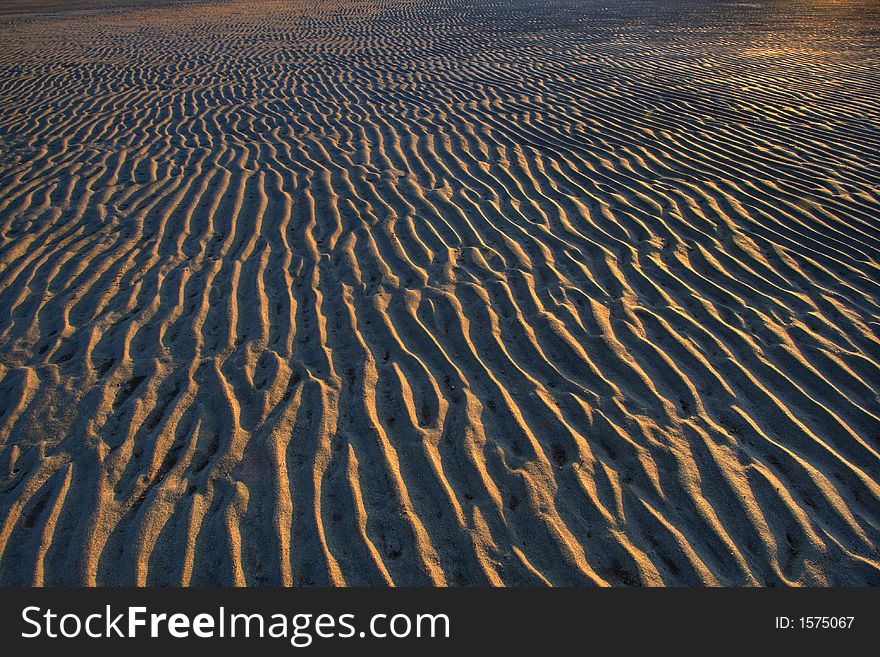 Ripples in the sand created by wind erosion. Ripples in the sand created by wind erosion