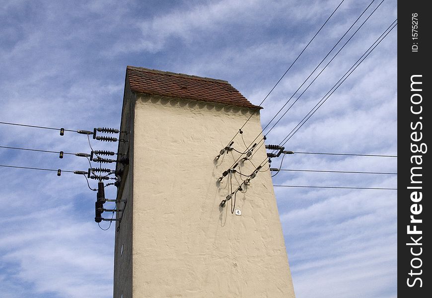 Wires leading to a transformer house