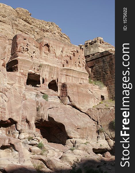 Ancient tombs, Petra, Jordan, Middle East. Ancient tombs, Petra, Jordan, Middle East