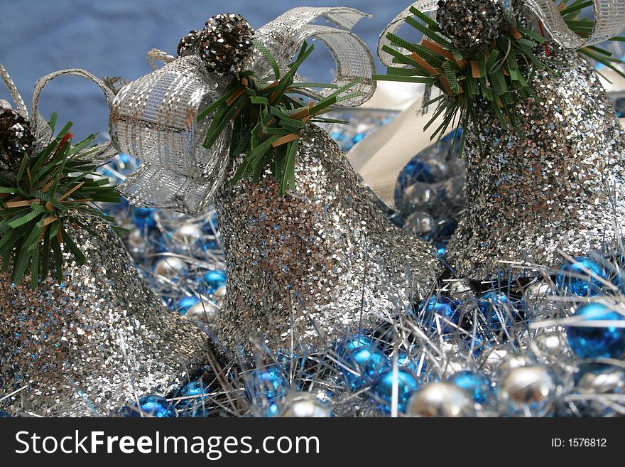 Christmas composition with bells and decorative chain. Christmas composition with bells and decorative chain