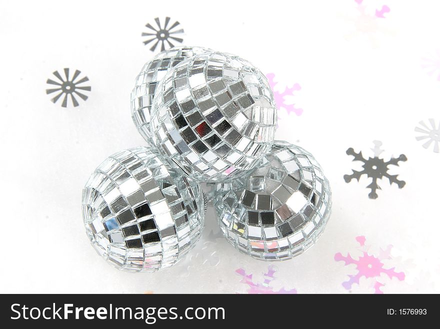 Silver glass Christmas blubs on white. Silver glass Christmas blubs on white