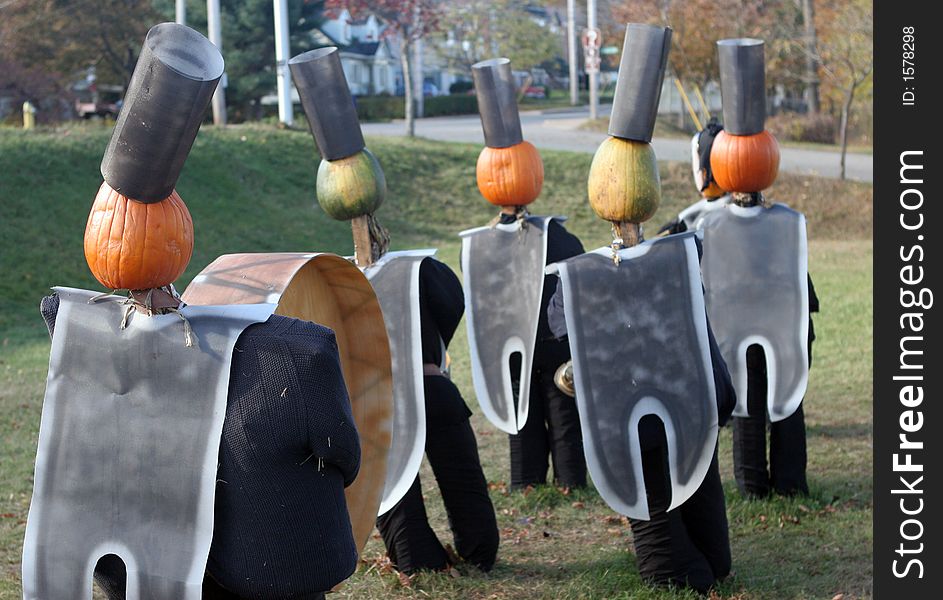 Band pumpkins in Canada. This display is to celebrate the start of fall.