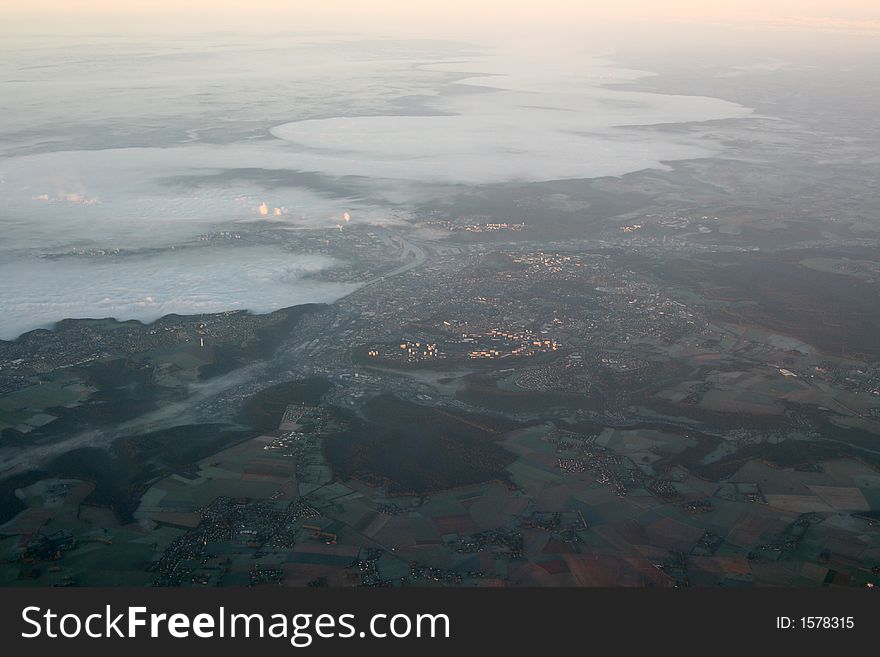 Morning sunrise over Rouen, France