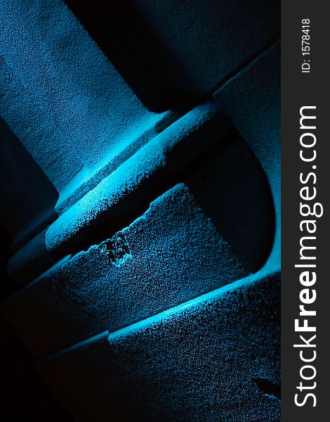 Column of the former Masonic Temple in Toronto, Canada lit by blue light. Column of the former Masonic Temple in Toronto, Canada lit by blue light