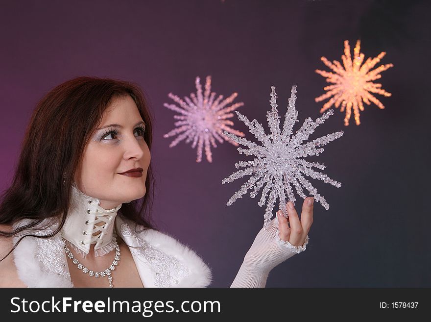 Beautiful girl holding crystal star. Beautiful girl holding crystal star