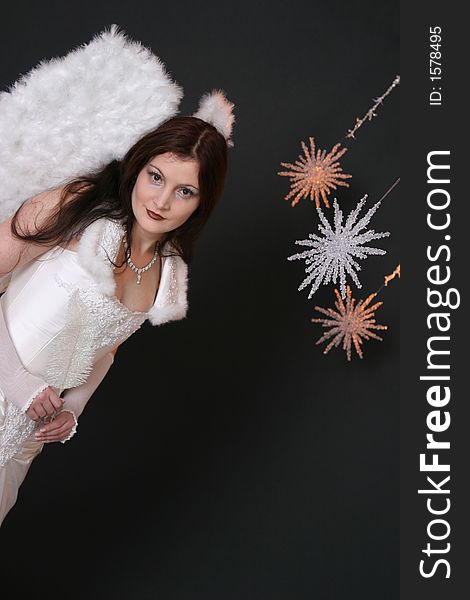 White Angel With Crystal Stars