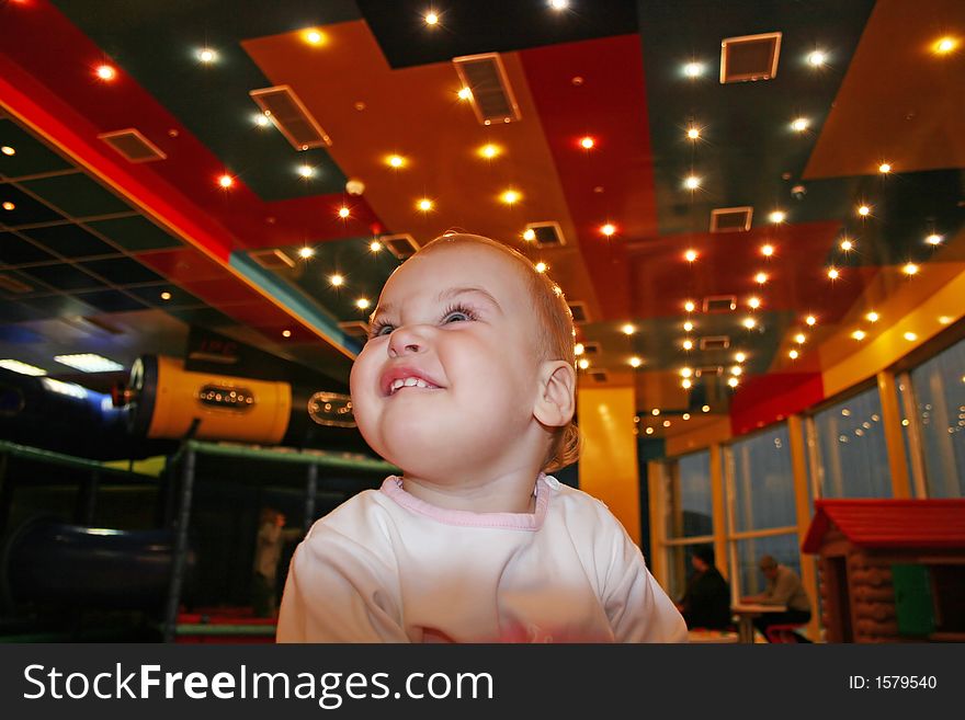 Happy baby and light roof