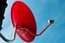 Red Satellite Dish With Blue Sky Royalty Free Stock Image Red Satellite Dish With Blue Sky Royalty Free Stock Image