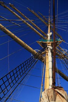 Ship Tackles, Rigging On A Old Frigate Stock Image Ship Tackles, Rigging On A Old Frigate Stock Image