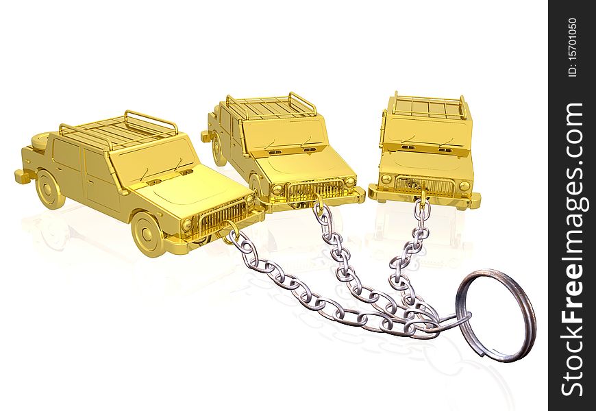 Gold Cars On Keychain