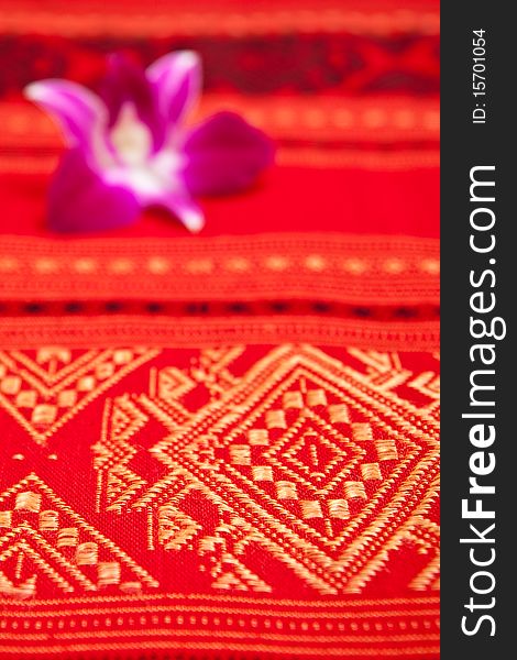 Orchid On Native Thai Style Cloth