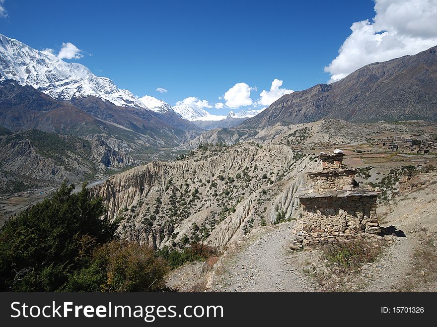 The around Annapurna trek in Nepal. The around Annapurna trek in Nepal