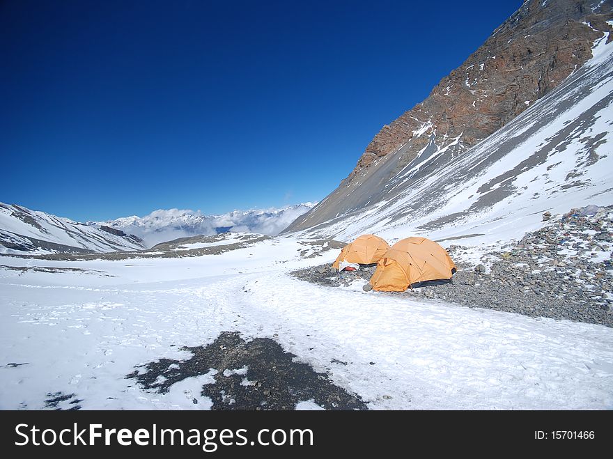 High altitude camping in Nepal. High altitude camping in Nepal