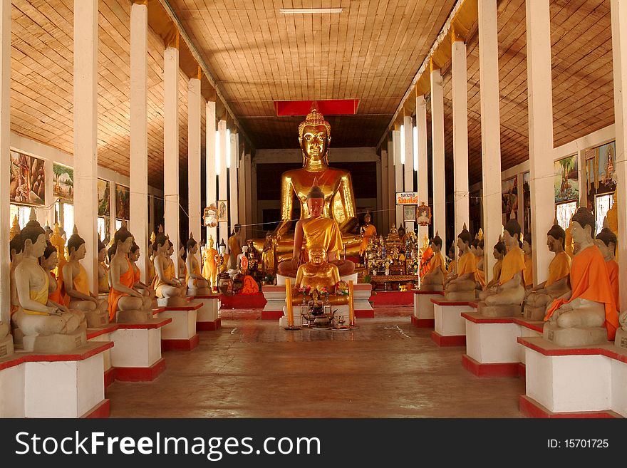 Hall of Buddha in temple in Middle of Thailand. Hall of Buddha in temple in Middle of Thailand