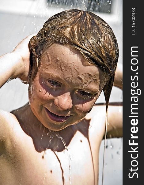 Child Has A Refreshing Shower