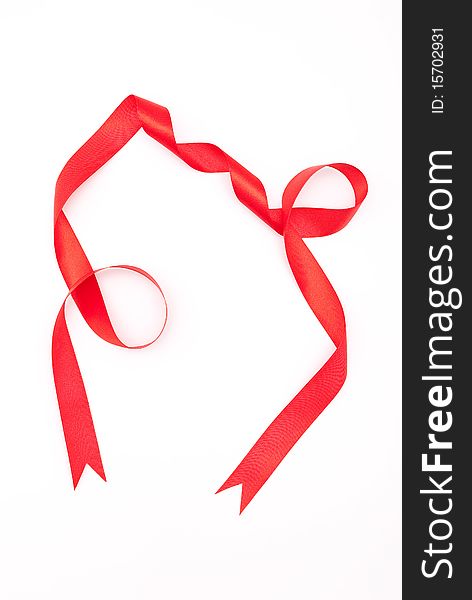 Red ribbon on white background