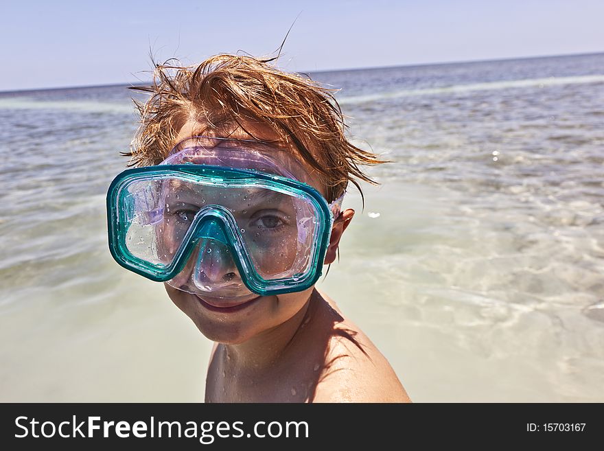 Portrait of boy with diving mask