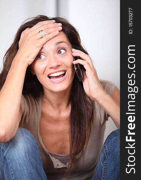 Closeup Of Woman In Telephone Conversation