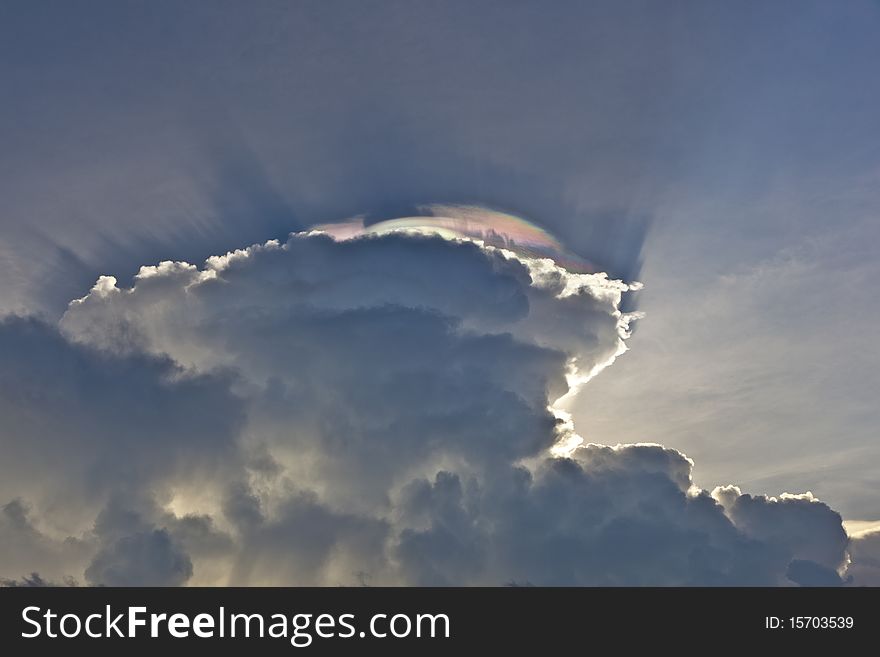 Beautiful sky with clouds and colorful prisma light reflections. Beautiful sky with clouds and colorful prisma light reflections