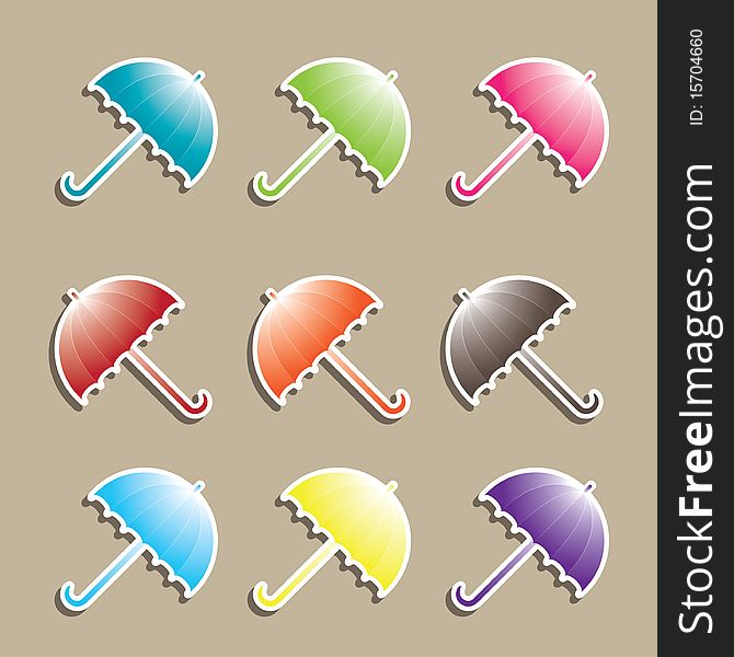 Set of colorful Umbrellas. Vector illustration