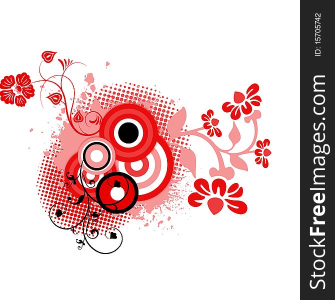 Red Black Floral Background