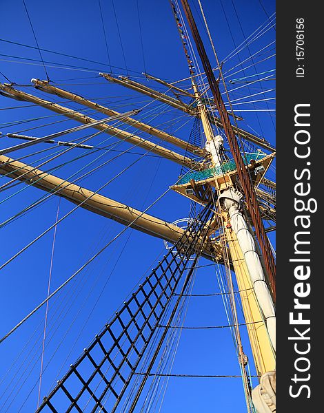 Ship Tackles, Rigging On A Old Frigate