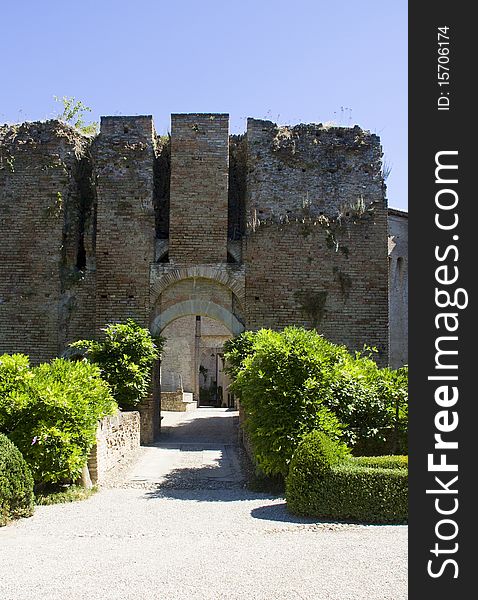 Ancient walls of the fifteenth-century castle of Montechiarugolo, Italy. Ancient walls of the fifteenth-century castle of Montechiarugolo, Italy.