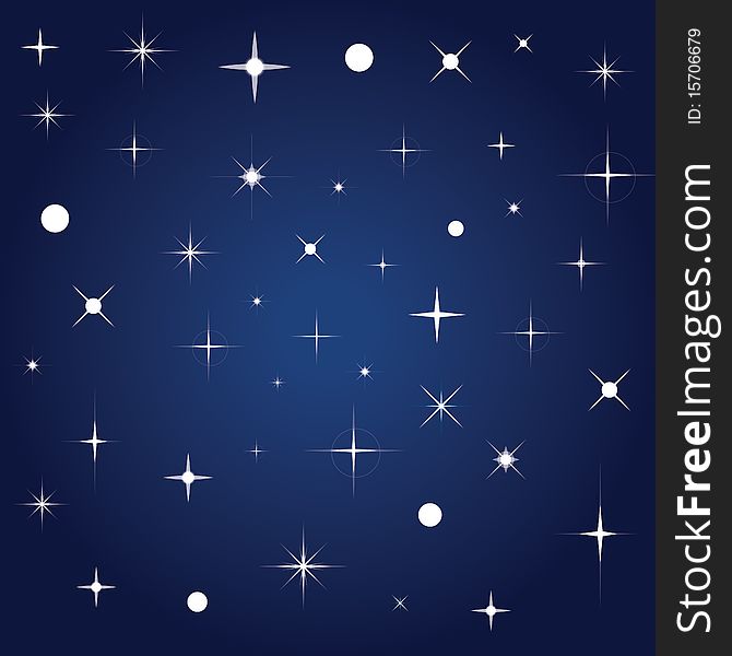 Blue background with stars. Night sky. Vector illustration. Blue background with stars. Night sky. Vector illustration.