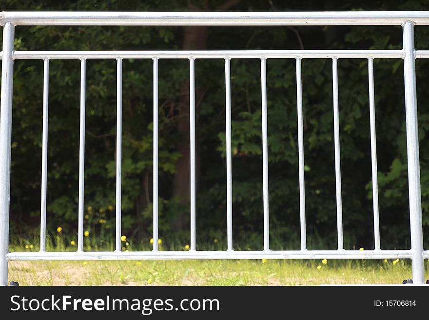 White steel fence railing outdoor