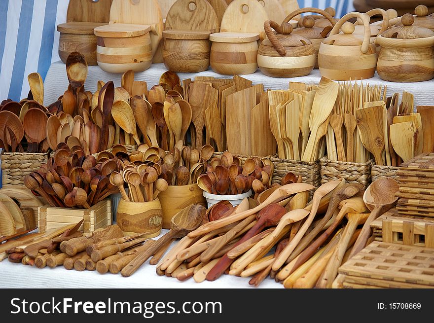 A great collection of wooden kitchen utensils