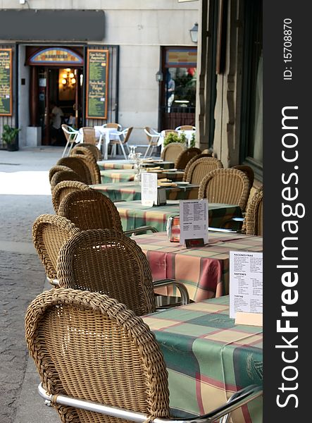 Outdoor restaurant terrace in summertime