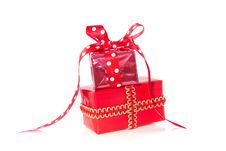 Two Red Stacked Surprise Presents Stock Photography