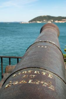 Old Cannon With Registration Freedom And Equal Royalty Free Stock Images