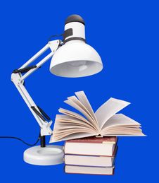 Table Lamp With Books Royalty Free Stock Photos