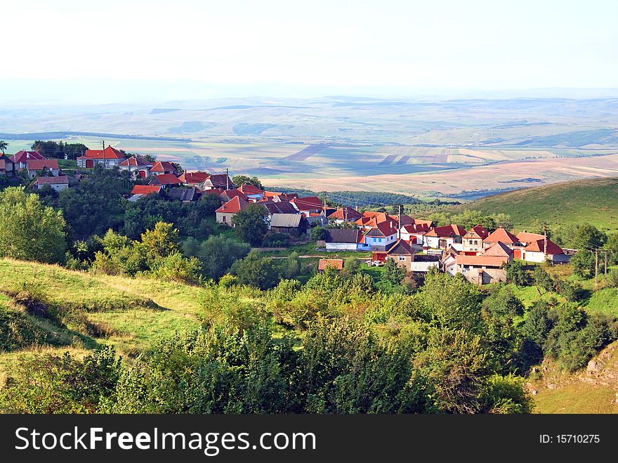 Incredible panorama with village on mountain top