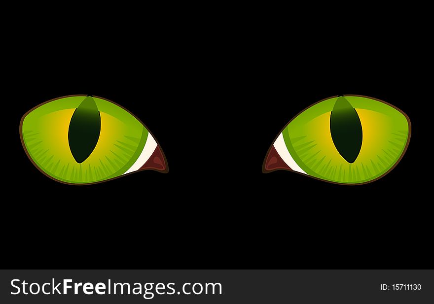 Image of cat eyes in darkness for a design