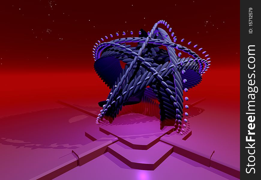 A universe stage platform with star shape over hang and night sky in background. A universe stage platform with star shape over hang and night sky in background.