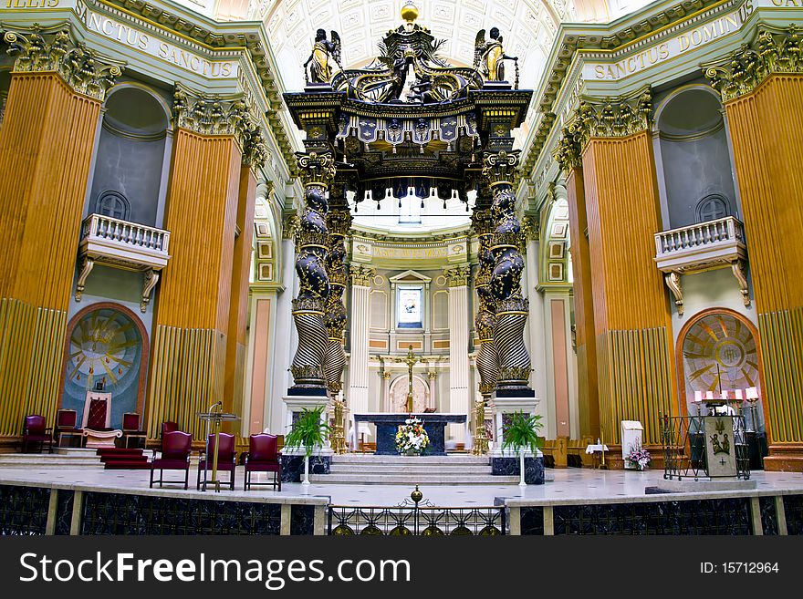 Altar and Architecture of La Basilique Marie-Reine du Monde of Montreal. Altar and Architecture of La Basilique Marie-Reine du Monde of Montreal