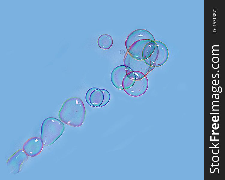 Shot of Bubbles with blue background